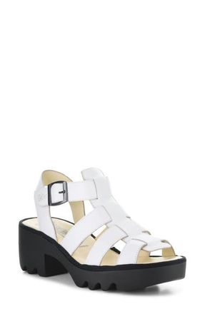 FLY London Terf Lug Sole Sandal in White at Nordstrom, Size 10-10.5Us