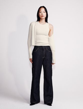 Calvin Klein Womens High Rise Wide Leg Jeans - Navy - 25