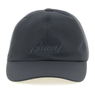 Brioni Geborduurde Performa Baseball Cap - Heren - Petten - Blauw - M - Polyester - Accessoires