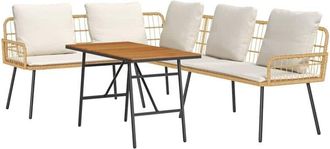 vidaXL Conjunto De Sof&aacute; De Jard&iacute;n 2 Pcs Natural Rat&aacute;n Sint&eacute;tico Vidaxl