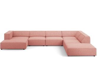 BLOOMINGLOFT 7-Sitzer Design Panorama Sofa Ardenal mit langer Seite rechts, Chenille-Bezug
