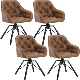 Woltu Woltu 4x Sill&oacute;n/silla De Comedor Acolchada Giratoria 360&deg; Moderna Sala De Espera En Elegante Pu Con Reposabrazos, Marr&oacute;n Claro