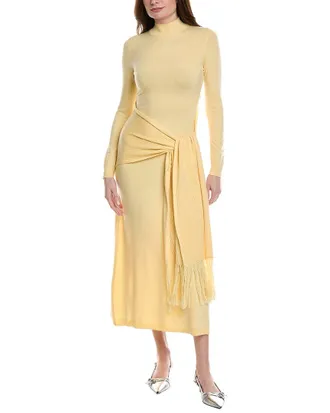 Lela Rose Wool-Blend Wrap Dress