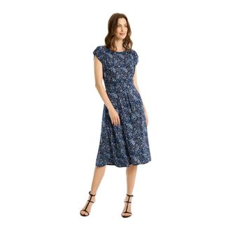 In Front Blauwe Chamallow Jurk met Kleurrijke Print - Dames - Casual kleedjes - Blauw - XL - Kleedjes