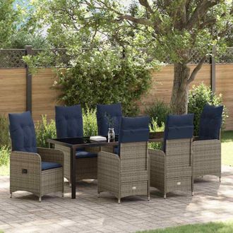 vidaXL Conjunto De Comedor De Jard&iacute;n 7 Pcs Negro Rat&aacute;n Sint&eacute;tico Vidaxl