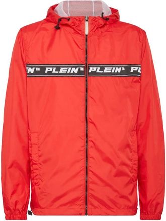Philipp Plein Rode Nylon Windbreaker Jas - Heren - Zomerjassen - Rood - 2XL - Nylon - Jassen