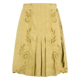 Alberta Ferretti Pleated Midi Skirt - female - Alberta Ferretti - Short Skirts - Yellow - S - Skirts