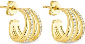 Sterling Forever Neve Micro Cubic Zirconia Hoop Earrings in Gold at Nordstrom Rack