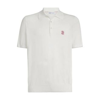 Brunello Cucinelli Tops, Heren, Beige, M, Lichtgewicht Gebreide Polo