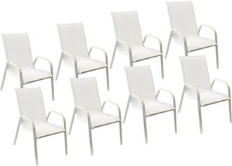 Happy Garden Lote De 8 Sillas Marbella En Textileno Blanco Aluminio Blanco
