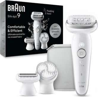Braun Silk-&eacute;pil 9 Ses9-061 Epilador El&eacute;ctrico Wet & Dry, 40 Pinzas, 2 Velocidades, Cabeza Oscilante, Recargable, Plata