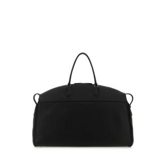 The Row Black Leather George Travel Bag