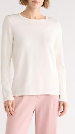 NYDJ Sand Washed Long Sleeve Scuba T-Shirt in White Dove at Nordstrom Rack, Size X-Small