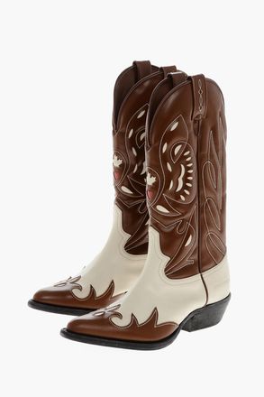Dsquared2 Stivali Texani COWBOY in Pelle Spazzolata Bicolore Dsquared2