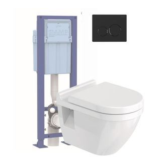 Duravit Pack Inodoro Suspendido Duravit Starck + Asiento + Soporte Siamp + Placa Negra