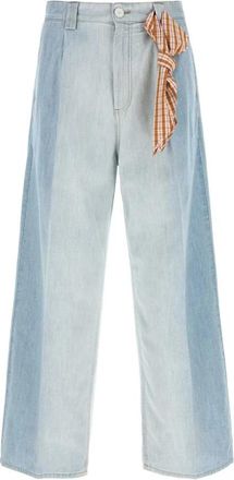 Marni Pleats Foulard Broeken - Heren - Regular Fit Jeans - Blauw - W32 - Katoen - Jeans