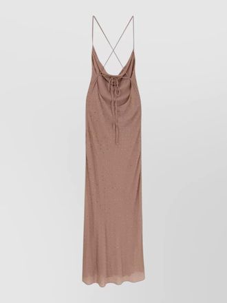 Pinko rhinestone-embellished draped open-back midi dress