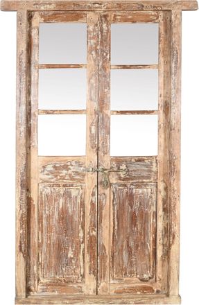 Biscottini International Puerta De Madera Maciza Y Hierro Para Interior O Exterior, Antigua Y Medieval, Con Marco Y Cristal