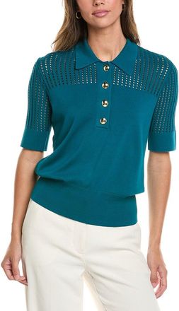 St. John Vertical Stretch Pointelle Stripe Knit Sweater