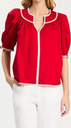 Tyler B&ouml;e Lara Trimmed Collar Top In Salsa
