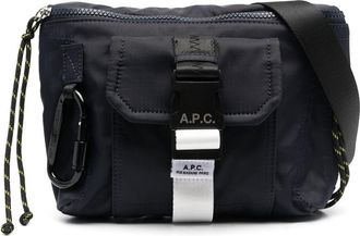 A.P.C. logo-patch belt bag - men - Polyamide/Nylon - One Size - Blue