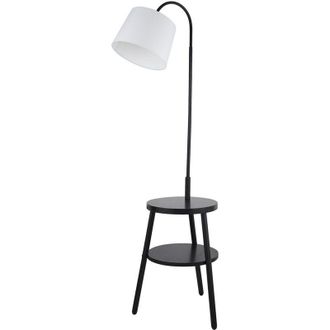 Searchlight Searchlight - Piantana Contemporaneo Cresta Acciaio Bianco Legno Nero 1 Luce E27
