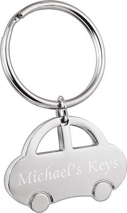 Generic Personalised Engraved with Name or Initials Chrome Metal Car Shaped Keyring Presented in an Organza Bag