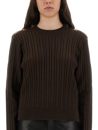 Golden Goose Virgin Wool Button-Detail Sweater - Brown
