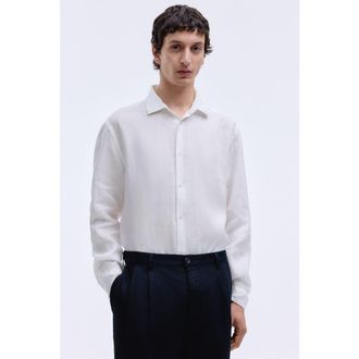 H&M Slim fit linen shirt in White at Nordstrom, Size Xx-Large