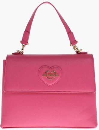 Moschino LOVE Saffiano Faux Leather Hande Bag with Removable Shoulder size Unic
