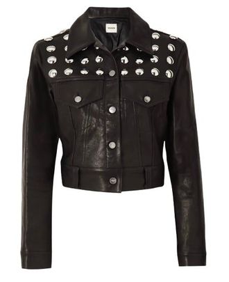 Khaite Black Rizzo Studded Leather Jacket Size XS
