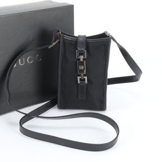 Gucci Jackie Black Leather Nylon Shoulder Bag (Pre-Owned)