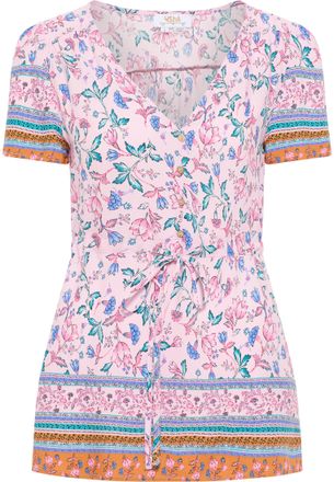 Usha blouse met korte mouwen Dames Roze Veelkleurig