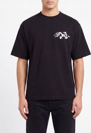 Off-white T-shirt in cotone con logo Arrow e spalle scese