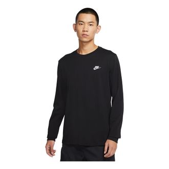 Nike Mens Nike Embroidered Logo Loose Sports Running Long Sleeves Black T-Shirt AR5194-010