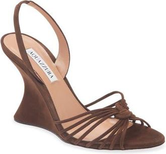 Aquazzura Serenity Slingback Wedge Sandal in Espresso at Nordstrom, Size 36.5