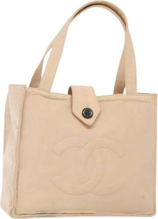 Chanel Pre-owned Tote Bags, female, Beige, Size: ONE SIZE Pre-owned Nylon Tote Bag