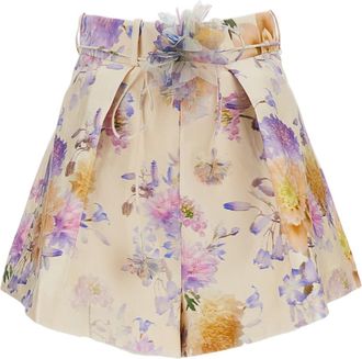 Zimmermann High-Waisted Floral Pattern Silk and Cotton Shorts