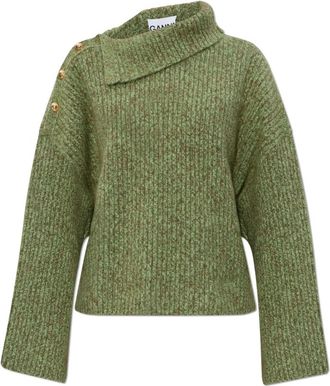 Ganni Wollen coltrui - Dames - Coltruien - Groen - S - Wol - Truien & Vesten