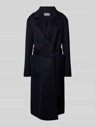 White Label Schurwollmantel mit Bindeg&uuml;rtel in Marine, Gr&ouml;&szlig;e 44