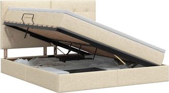vidaXL Cama Con Almacenamiento Y Colch&oacute;n Crema 140 X 200 Cm Tela Vidaxl