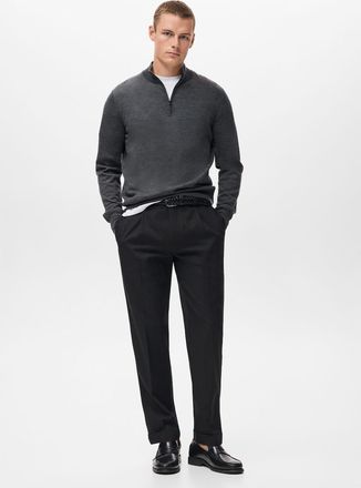 Mango Pullover collo perkins 100% lana merino grigio medio vigoré - Uomo - XXL - MANGO MAN