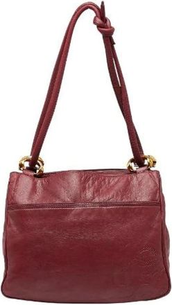 Loewe Pre-owned Shoulder Bags, female, Red, Size: ONE SIZE Pre-owned Anagram Leather Shoulder Bag