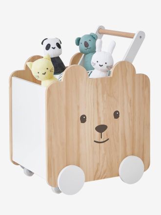 Vertbaudet Fahrbare Spielzeugbox mit Teddy natur