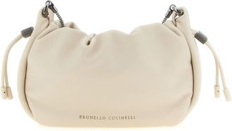 Brunello Cucinelli White Lamb Leather Crossbody Womens Bag