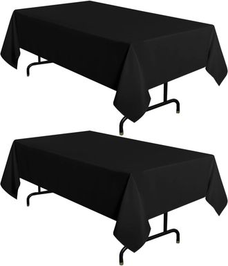 OEM Juego De 2 Manteles Rectangulares Negros De 180 X 180 Cm, Resistentes A Las Manchas Y Arrugas, Lavables, Ideales Para Camping O Buffet
