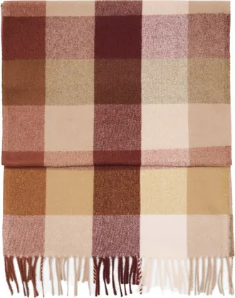 Mango Check Fringed Scarf in Brown at Nordstrom