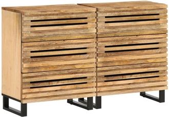 vidaXL Aparador 2 Pzas Madera Maciza De Mango Rugosa 60x34x75 Cm Vidaxl