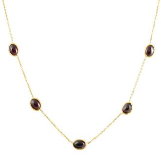 Pompeii3 14k Yellow Gold Garnet Station Necklace By The Yard Design 18