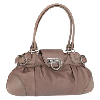 Ferragamo Pre-owned Handbags, female, Beige, Size: ONE SIZE Pre-owned Leather Handbag